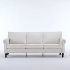 TUYOHW 82.68 Inch Faux Leather 3-Seater Sofa with Nailhead Trim for Living Room,Apartment,Office,Beige