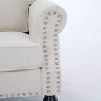 TUYOHW 82.68 Inch Faux Leather 3-Seater Sofa with Nailhead Trim for Living Room,Apartment,Office,Beige