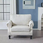 Fauteuil simple en similicuir TUYOHW 40,16 pouces avec clous de finition pour salon, appartement, bureau, beige