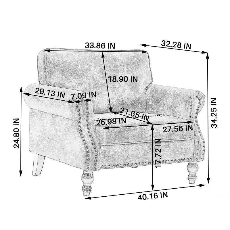 Fauteuil simple en similicuir TUYOHW 40,16 pouces avec clous de finition pour salon, appartement, bureau, beige