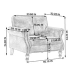 Fauteuil simple en similicuir TUYOHW 40,16 pouces avec clous de finition pour salon, appartement, bureau, beige