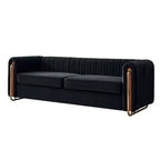 Canapé moderne de 84 pouces en velours, canapé 3 places avec pieds en métal doré et accoudoirs roulés pour salon, chambre ou appartement - Panipeachy