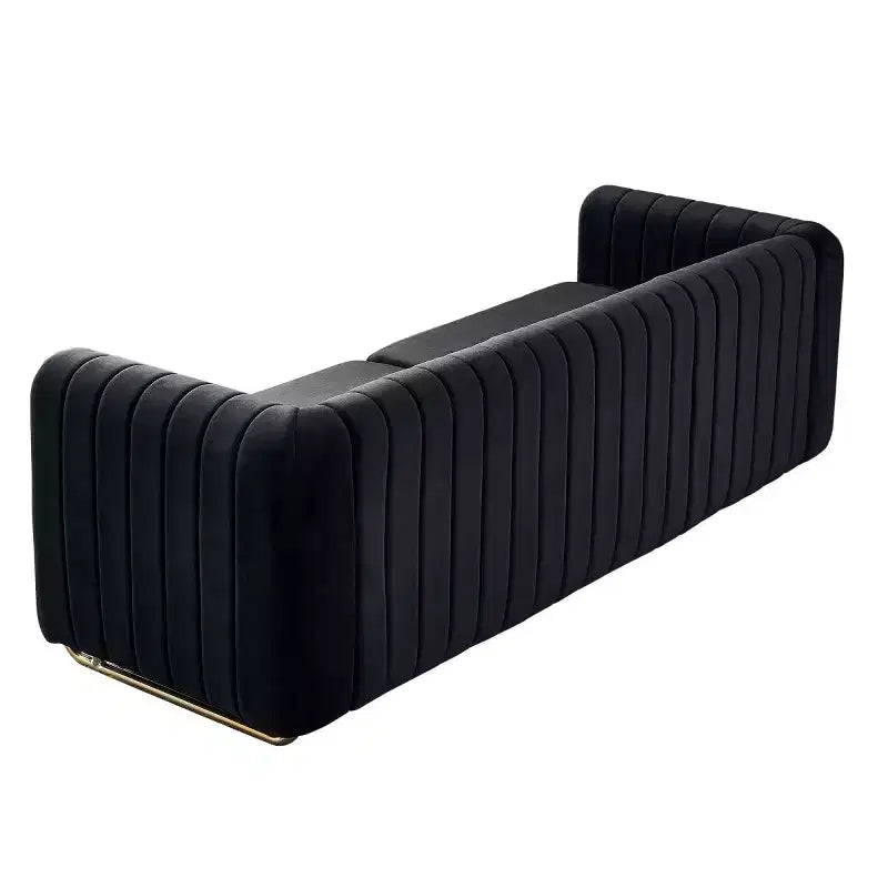 Canapé moderne de 84 pouces en velours, canapé 3 places avec pieds en métal doré et accoudoirs roulés pour salon, chambre ou appartement - Panipeachy