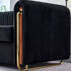 Canapé moderne de 84 pouces en velours, canapé 3 places avec pieds en métal doré et accoudoirs roulés pour salon, chambre ou appartement - Panipeachy