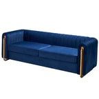 Canapé moderne de 84 pouces en velours, canapé 3 places avec pieds en métal doré et accoudoirs roulés pour salon, chambre ou appartement - Panipeachy