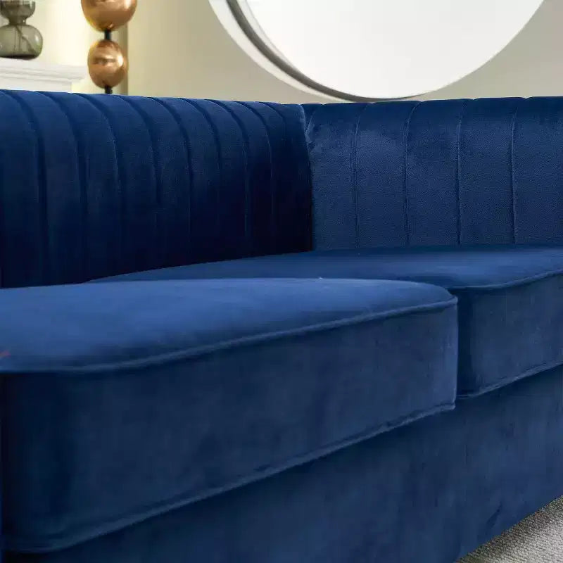Canapé moderne de 84 pouces en velours, canapé 3 places avec pieds en métal doré et accoudoirs roulés pour salon, chambre ou appartement - Panipeachy