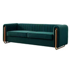 Canapé moderne de 84 pouces en velours, canapé 3 places avec pieds en métal doré et accoudoirs roulés pour salon, chambre ou appartement - Panipeachy