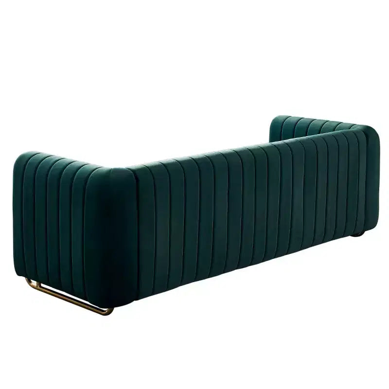 Canapé moderne de 84 pouces en velours, canapé 3 places avec pieds en métal doré et accoudoirs roulés pour salon, chambre ou appartement - Panipeachy