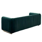 Canapé moderne de 84 pouces en velours, canapé 3 places avec pieds en métal doré et accoudoirs roulés pour salon, chambre ou appartement - Panipeachy