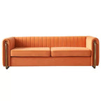 Canapé moderne de 84 pouces en velours, canapé 3 places avec pieds en métal doré et accoudoirs roulés pour salon, chambre ou appartement - Panipeachy