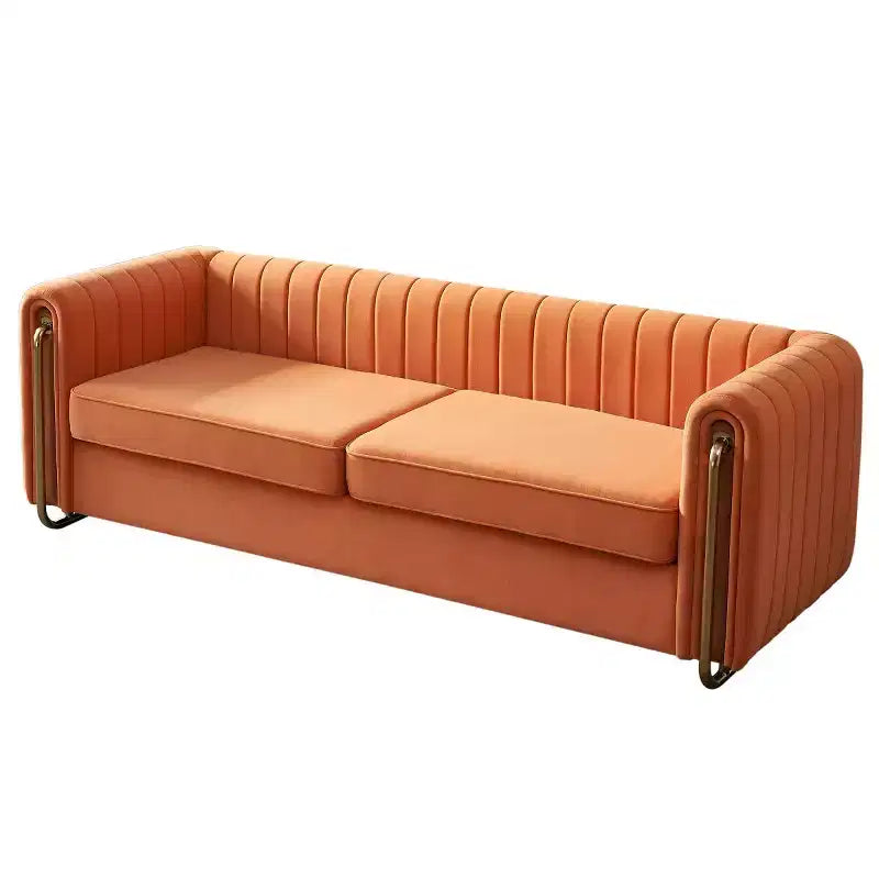 Canapé moderne de 84 pouces en velours, canapé 3 places avec pieds en métal doré et accoudoirs roulés pour salon, chambre ou appartement - Panipeachy