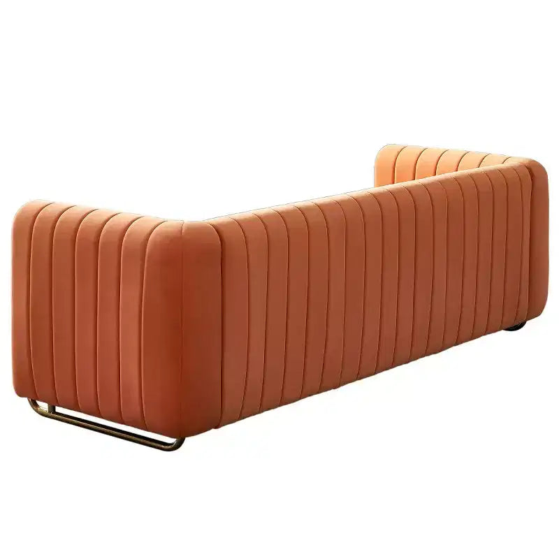 Canapé moderne de 84 pouces en velours, canapé 3 places avec pieds en métal doré et accoudoirs roulés pour salon, chambre ou appartement - Panipeachy