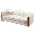 Canapé moderne de 84 pouces en velours, canapé 3 places avec pieds en métal doré et accoudoirs roulés pour salon, chambre ou appartement - Panipeachy