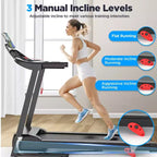 Tapis de course en promotion : Tapis de course pliable portable 3 CV avec contrôle par application, tapis de course inclinable, 12 km/h, écran LED, 64 programmes, tapis de course pour la marche et le jogging