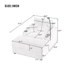 MAYEERTY 41.7 Modern Single Sofa with Storage Ottoman Two Ports and Holder for Living Room Beige