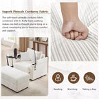 MAYEERTY 41.7 Modern Single Sofa with Storage Ottoman Two Ports and Holder for Living Room Beige