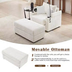 MAYEERTY 41.7 Modern Single Sofa with Storage Ottoman Two Ports and Holder for Living Room Beige