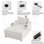MAYEERTY 41.7 Modern Single Sofa with Storage Ottoman Two Ports and Holder for Living Room Beige