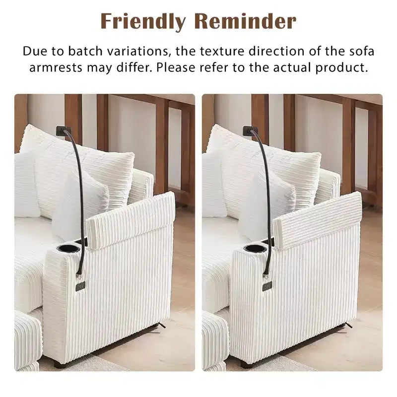 MAYEERTY 41.7 Modern Single Sofa with Storage Ottoman Two Ports and Holder for Living Room Beige
