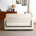 MAYEERTY 56.9 Loveseat Sofa Pull-out Sofa Bed with Reversible Backrest Cushion Sode Pockets Holder for Living Room Beige