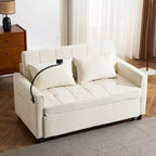 MAYEERTY 56.9 Loveseat Sofa Pull-out Sofa Bed with Reversible Backrest Cushion Sode Pockets Holder for Living Room Beige