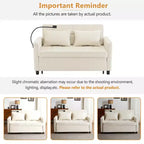MAYEERTY 56.9 Loveseat Sofa Pull-out Sofa Bed with Reversible Backrest Cushion Sode Pockets Holder for Living Room Beige
