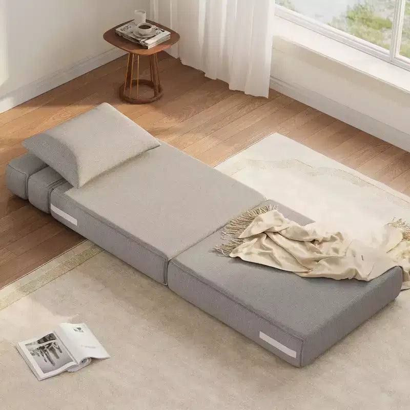 Folding Sofa Bed with Upgraded Pillow, Single Size Foldable Floor Couch and Mattress, High-Density Memory Foam with Linen Cover, Lounge Chair