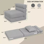 Folding Sofa Bed with Upgraded Pillow, Single Size Foldable Floor Couch and Mattress, High-Density Memory Foam with Linen Cover, Lounge Chair