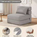 Folding Sofa Bed with Upgraded Pillow, Single Size Foldable Floor Couch and Mattress, High-Density Memory Foam with Linen Cover, Lounge Chair