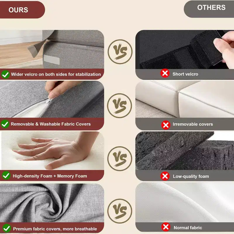 Folding Sofa Bed with Upgraded Pillow, Single Size Foldable Floor Couch and Mattress, High-Density Memory Foam with Linen Cover, Lounge Chair