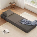 Folding Sofa Bed with Upgraded Pillow, Single Size Foldable Floor Couch and Mattress, High-Density Memory Foam with Linen Cover, Lounge Chair