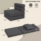 Folding Sofa Bed with Upgraded Pillow, Single Size Foldable Floor Couch and Mattress, High-Density Memory Foam with Linen Cover, Lounge Chair