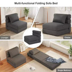 Folding Sofa Bed with Upgraded Pillow, Single Size Foldable Floor Couch and Mattress, High-Density Memory Foam with Linen Cover, Lounge Chair