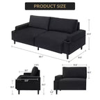 COZONY Canapé moderne 80 pouces avec porte-gobelets, canapé 3 places à assise profonde, canapé confortable pour salon, bureau, appartement