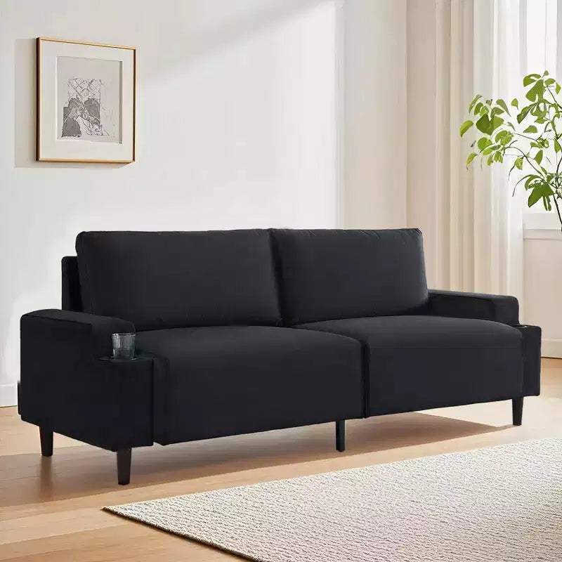 COZONY Canapé moderne 80 pouces avec porte-gobelets, canapé 3 places à assise profonde, canapé confortable pour salon, bureau, appartement