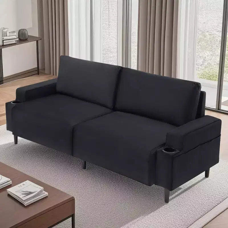 COZONY Canapé moderne 80 pouces avec porte-gobelets, canapé 3 places à assise profonde, canapé confortable pour salon, bureau, appartement