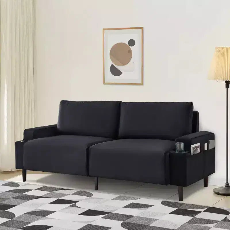 COZONY Canapé moderne 80 pouces avec porte-gobelets, canapé 3 places à assise profonde, canapé confortable pour salon, bureau, appartement