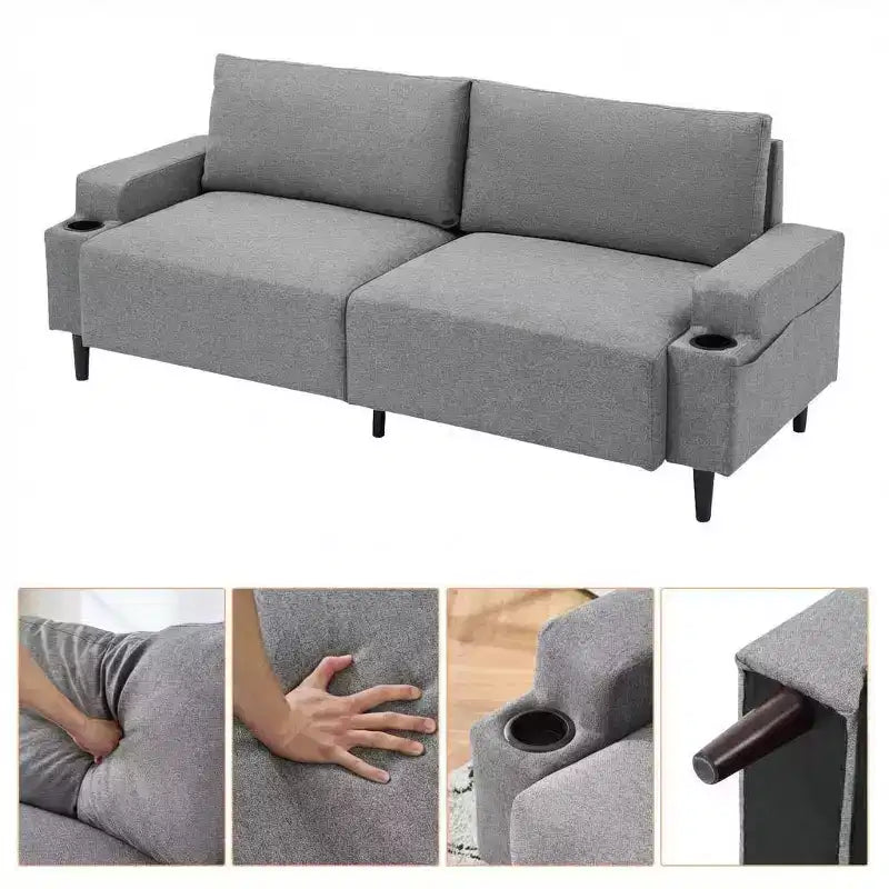 COZONY Canapé moderne 80 pouces avec porte-gobelets, canapé 3 places à assise profonde, canapé confortable pour salon, bureau, appartement