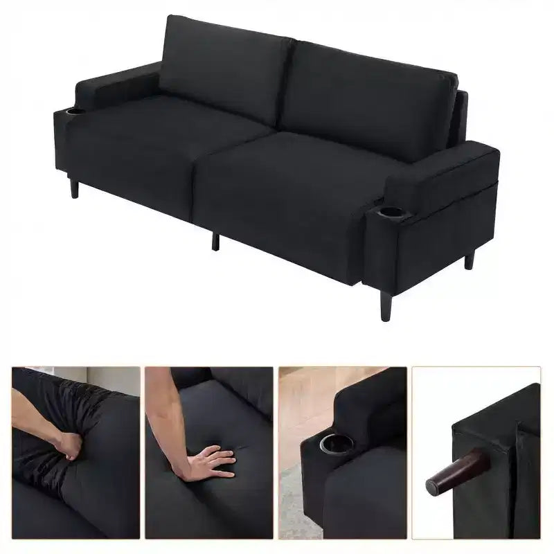 COZONY 80 in Modern Sofa with Cup Holders, Deep Seat 3-Seater Sofa  Comfy Sofa for Living Room, Office, Apartment