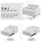 MAYEERTY 52.8 Loveseat Sofa Pull-out Sofa Bed Tufted with Adjustable Backrest Two Lumbar Pillows for Living Room Beige