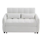 MAYEERTY 52.8 Loveseat Sofa Pull-out Sofa Bed Tufted with Adjustable Backrest Two Lumbar Pillows for Living Room Beige
