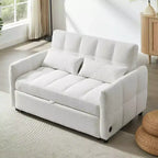 MAYEERTY 52.8 Loveseat Sofa Pull-out Sofa Bed Tufted with Adjustable Backrest Two Lumbar Pillows for Living Room Beige