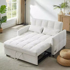 MAYEERTY 52.8 Loveseat Sofa Pull-out Sofa Bed Tufted with Adjustable Backrest Two Lumbar Pillows for Living Room Beige