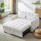 MAYEERTY 52.8 Loveseat Sofa Pull-out Sofa Bed Tufted with Adjustable Backrest Two Lumbar Pillows for Living Room Beige