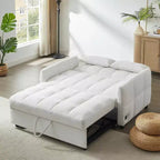 MAYEERTY 52.8 Loveseat Sofa Pull-out Sofa Bed Tufted with Adjustable Backrest Two Lumbar Pillows for Living Room Beige
