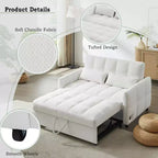 MAYEERTY 52.8 Loveseat Sofa Pull-out Sofa Bed Tufted with Adjustable Backrest Two Lumbar Pillows for Living Room Beige