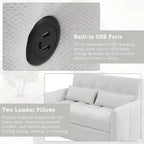 MAYEERTY 52.8 Loveseat Sofa Pull-out Sofa Bed Tufted with Adjustable Backrest Two Lumbar Pillows for Living Room Beige