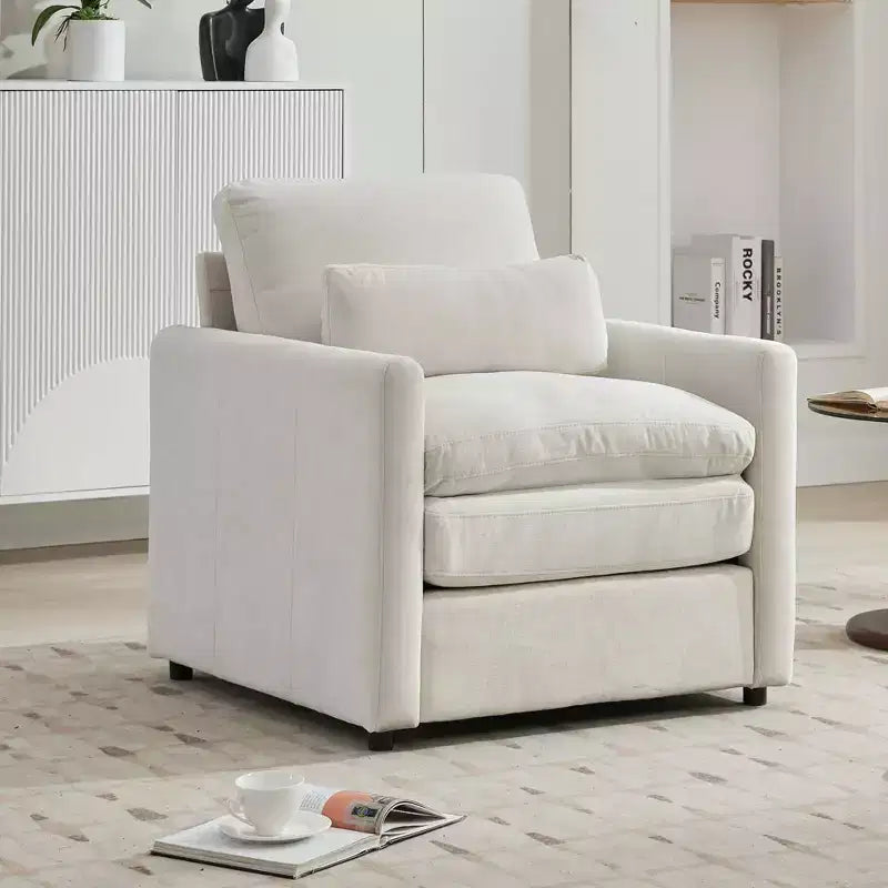 Fauteuil douillet MAYEERTY 31.9, grand canapé nuage confortable, canapé simple à double coussin pour salon, beige