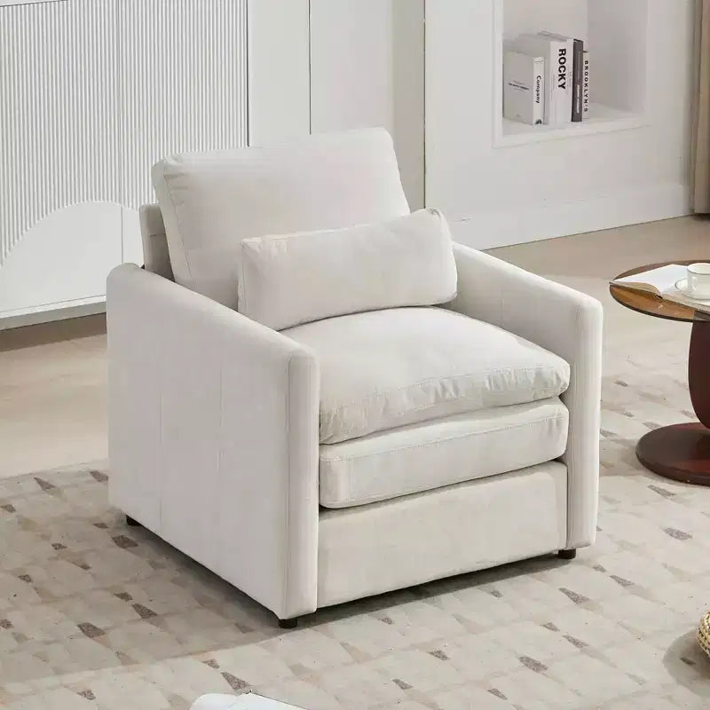 Fauteuil douillet MAYEERTY 31.9, grand canapé nuage confortable, canapé simple à double coussin pour salon, beige