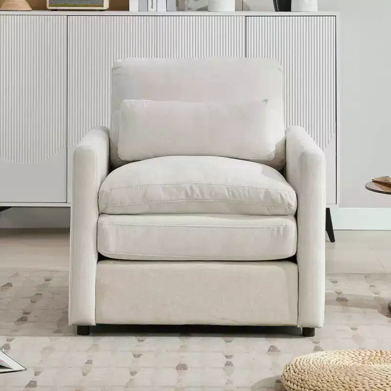 Fauteuil douillet MAYEERTY 31.9, grand canapé nuage confortable, canapé simple à double coussin pour salon, beige